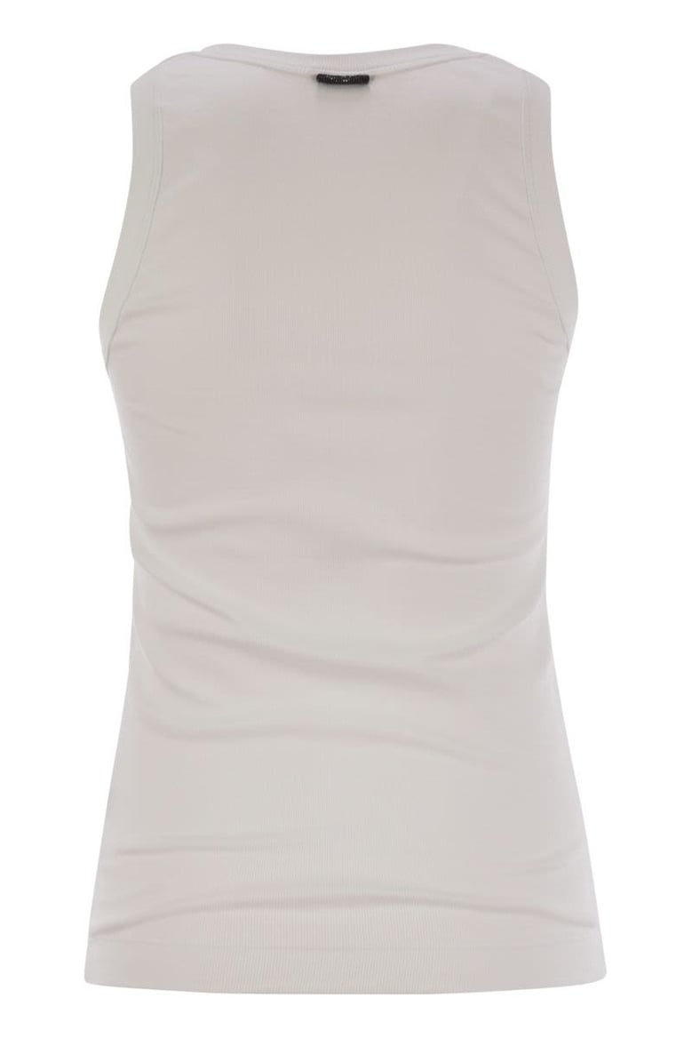 stretch cotton ribbed jersey top with monile by Selfnex