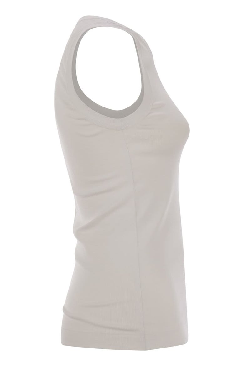 stretch cotton ribbed jersey top with monile by Selfnex