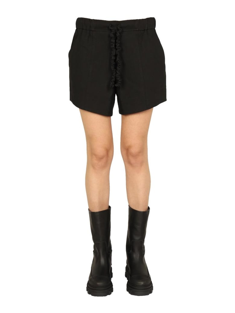 ruffled elastic shorts by Selfnex