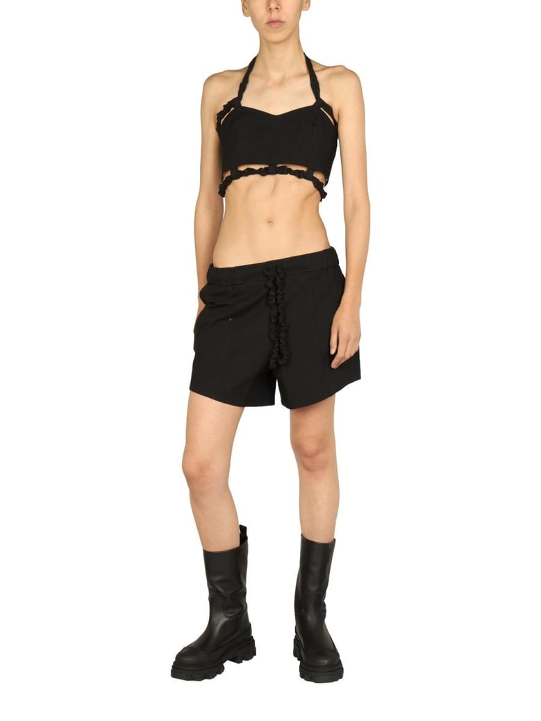 ruffled elastic shorts by Selfnex