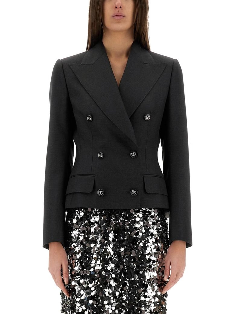 dolce double-breasted jacket with dg logo buttons by Selfnex