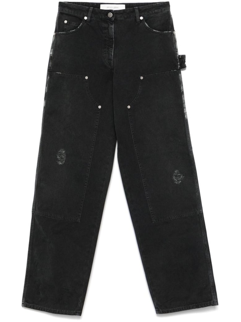 wide black trousers in denim by Selfnex