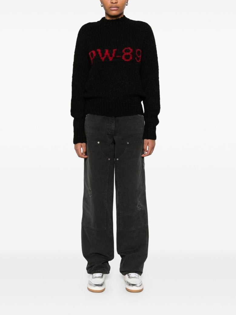 wide black trousers in denim by Selfnex