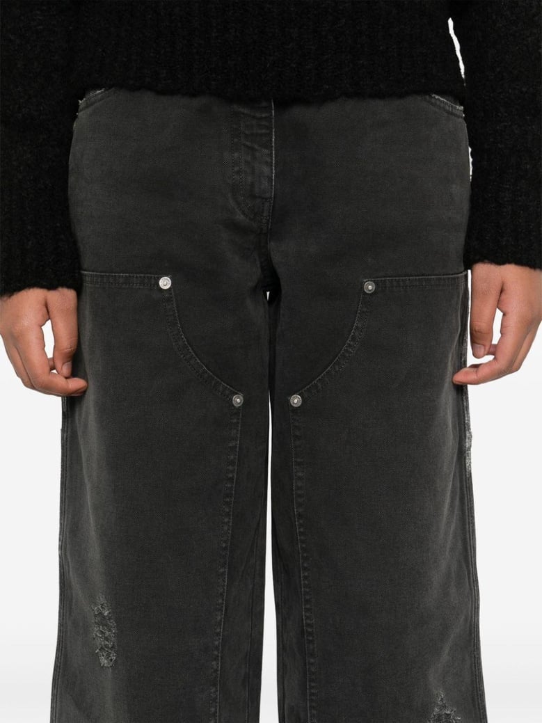 wide black trousers in denim by Selfnex