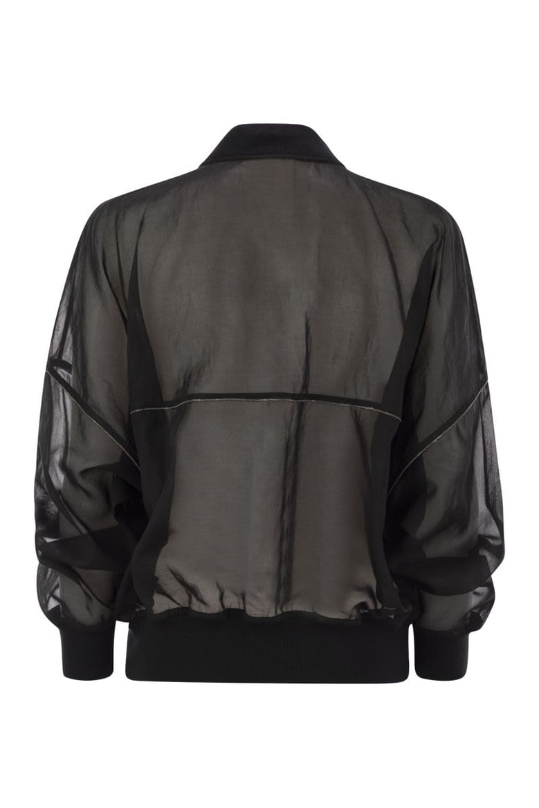 cotton organza bomber jacket with shiny trims by Selfnex