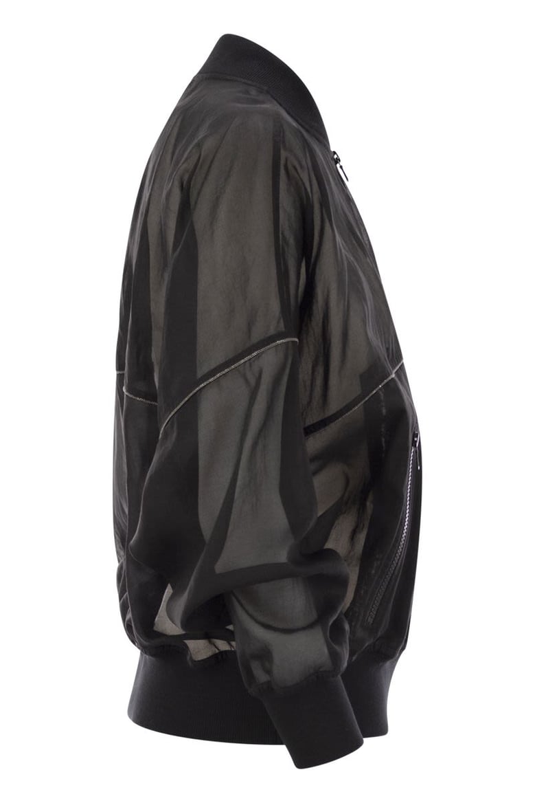 cotton organza bomber jacket with shiny trims by Selfnex