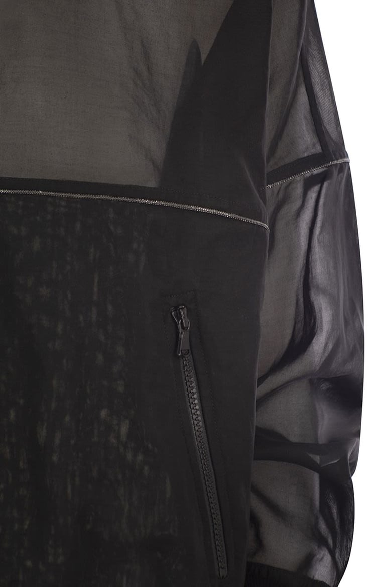 cotton organza bomber jacket with shiny trims by Selfnex
