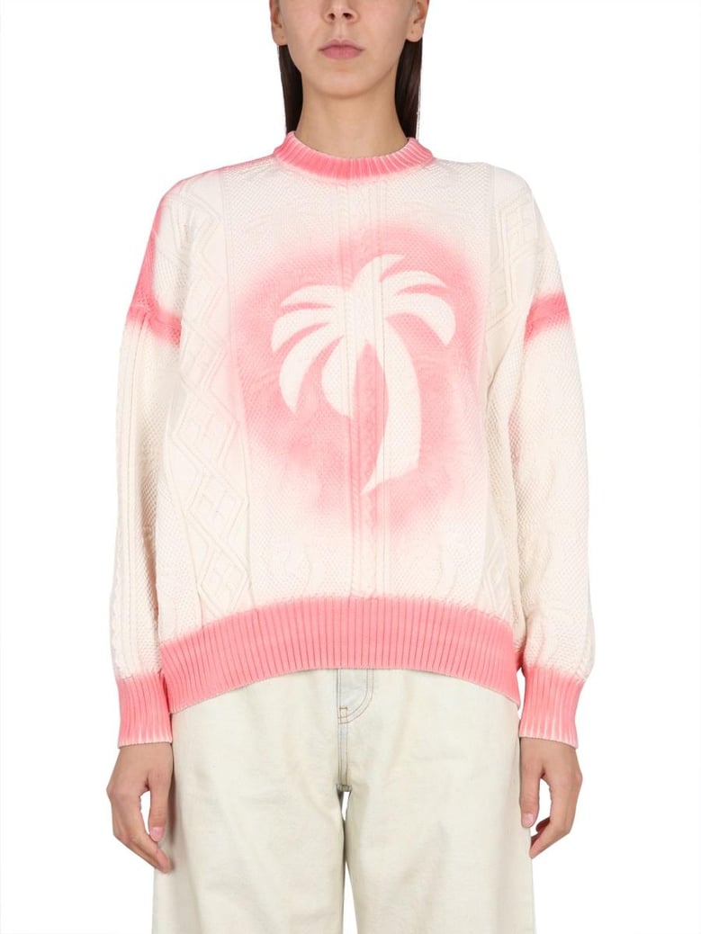patent leather effect palm sweater by Selfnex