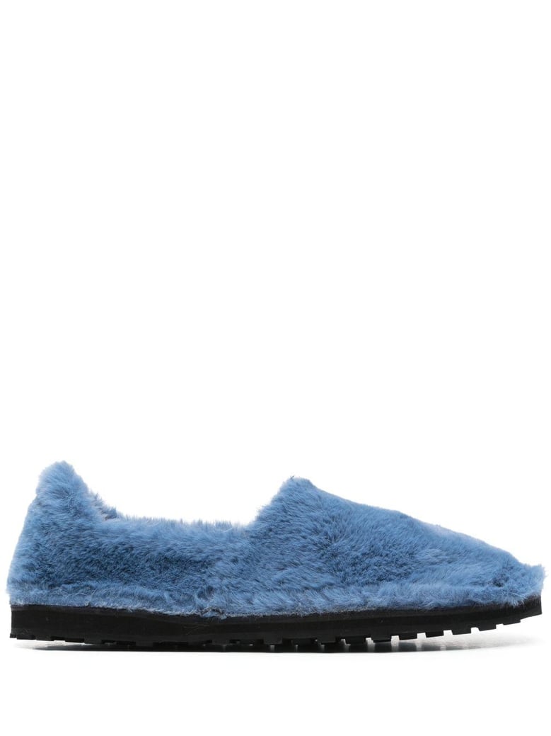 faux fur slip-on loafers by Selfnex
