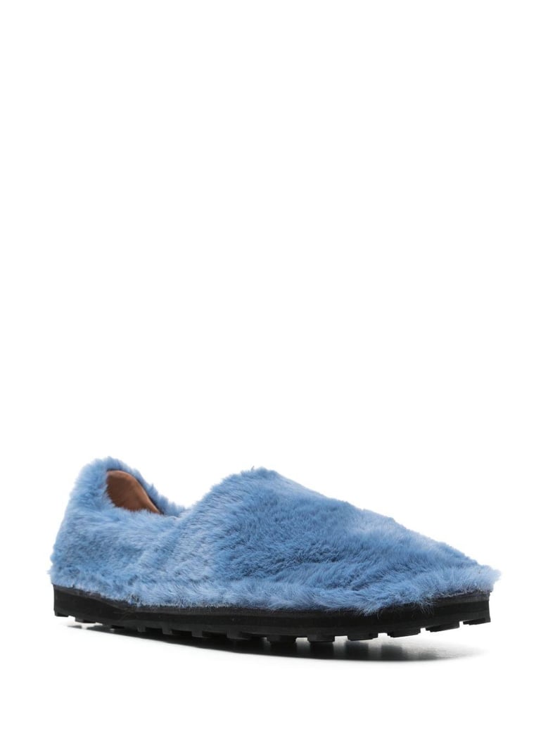 faux fur slip-on loafers by Selfnex