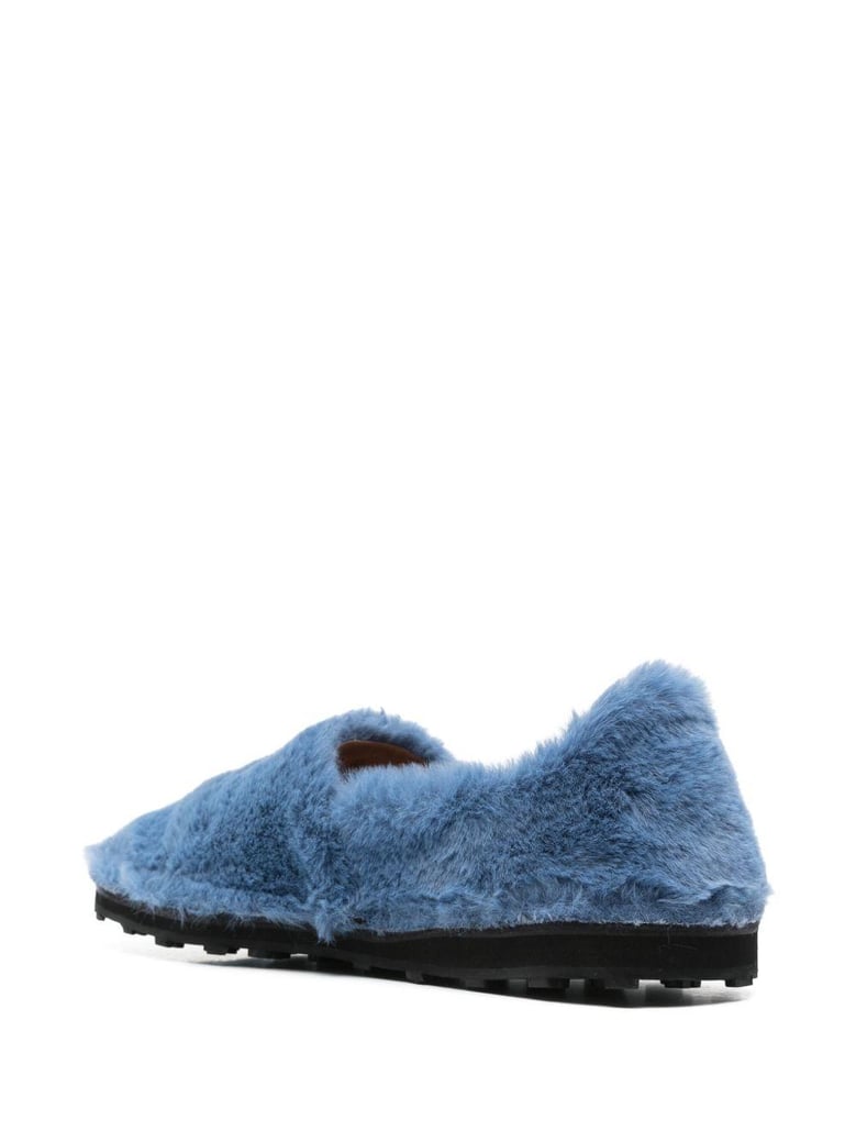 faux fur slip-on loafers by Selfnex