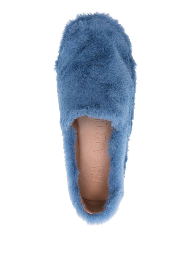 faux fur slip-on loafers by Selfnex
