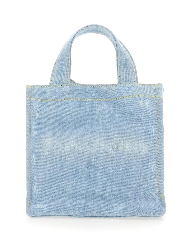 mini denim shopper bag with logo by Selfnex