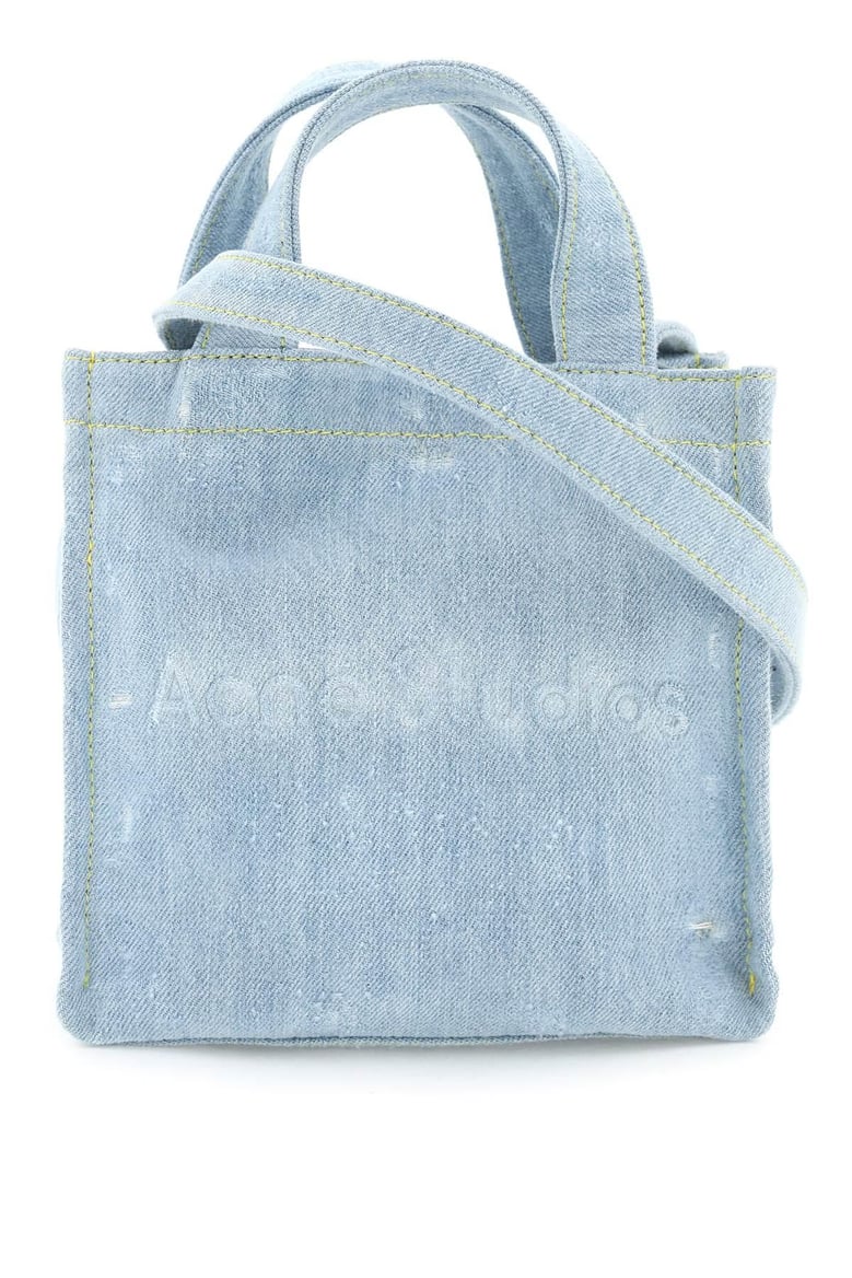 mini denim shopper bag with logo by Selfnex