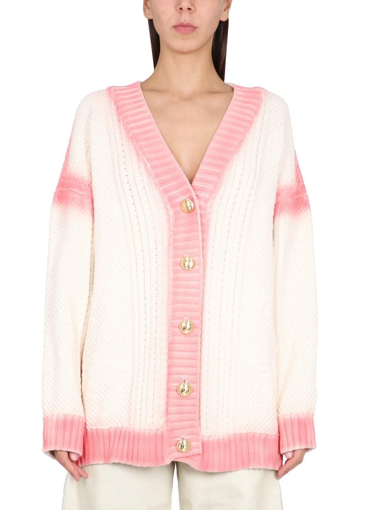 patent leather effect palm cardigan by Selfnex