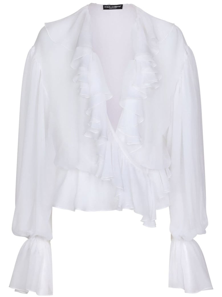chiffon blouse with ruffles by Selfnex