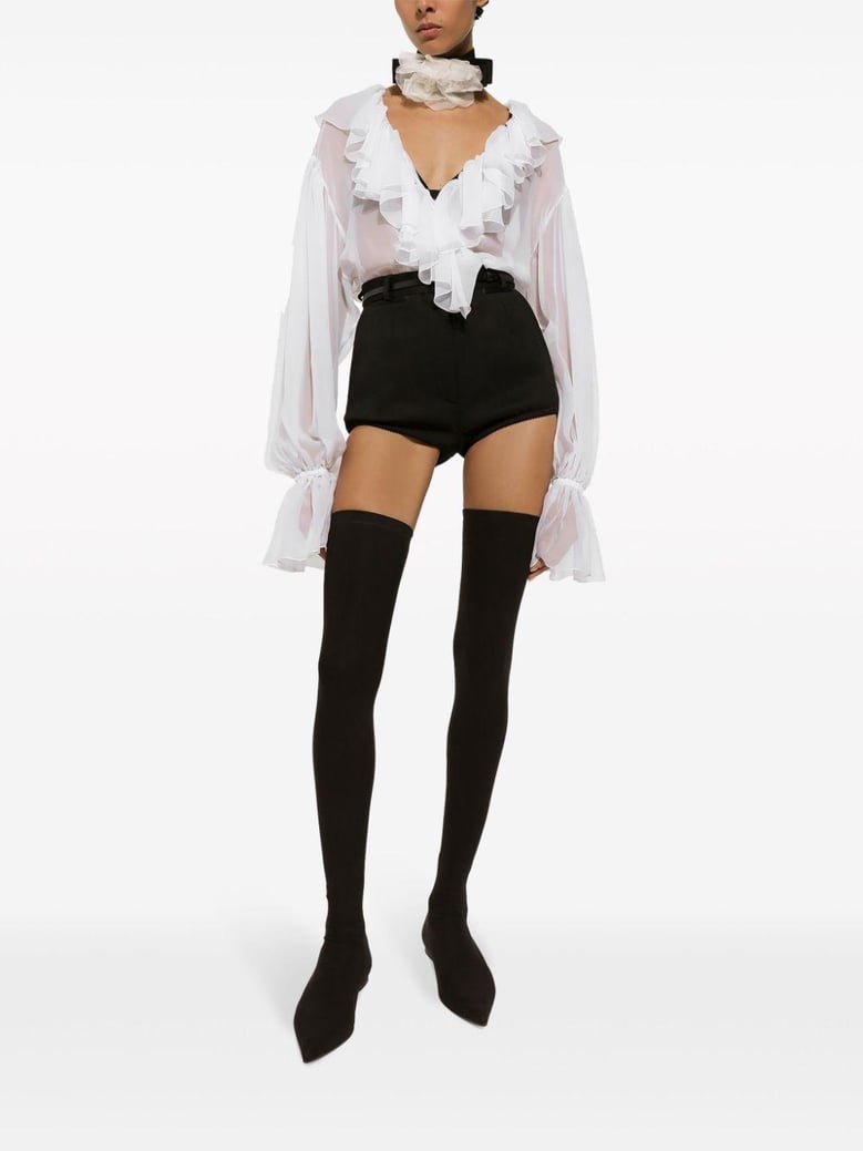 chiffon blouse with ruffles by Selfnex