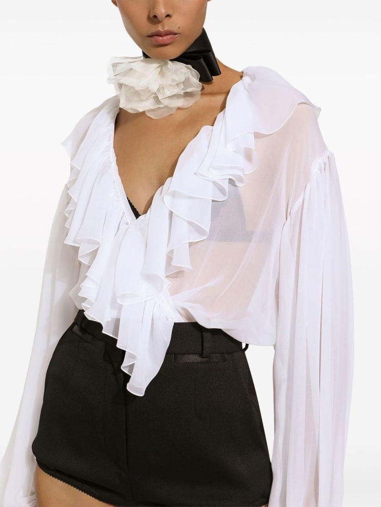 chiffon blouse with ruffles by Selfnex