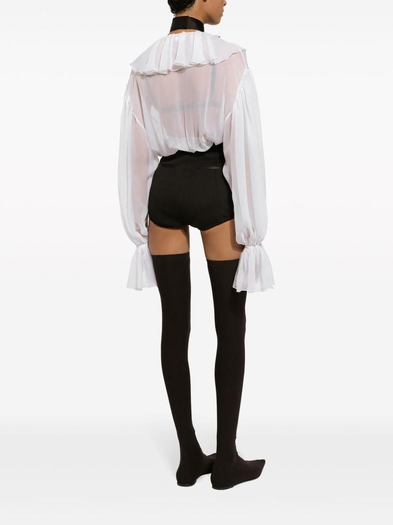 chiffon blouse with ruffles by Selfnex