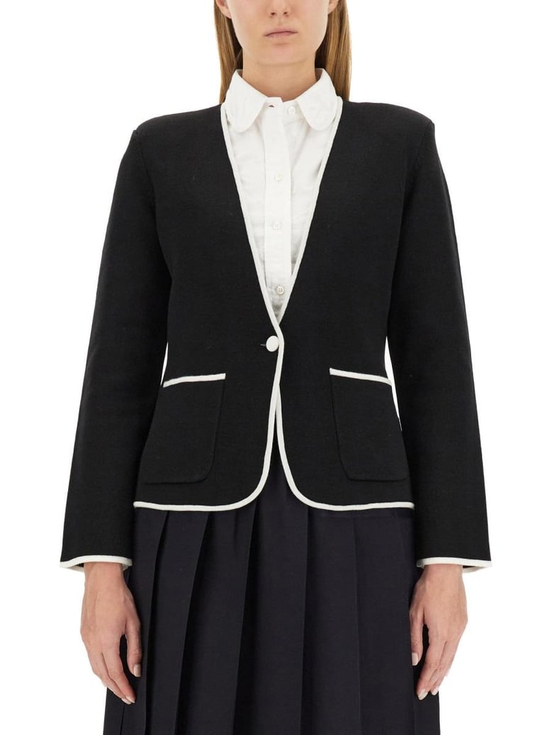 single-breasted collarless jacket by Selfnex