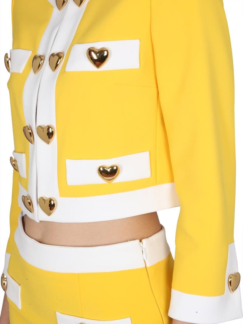 heart buttons crepe jacket by Selfnex