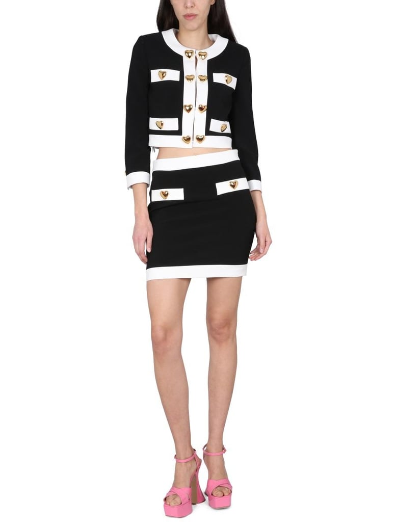 heart buttons crepe miniskirt by Selfnex