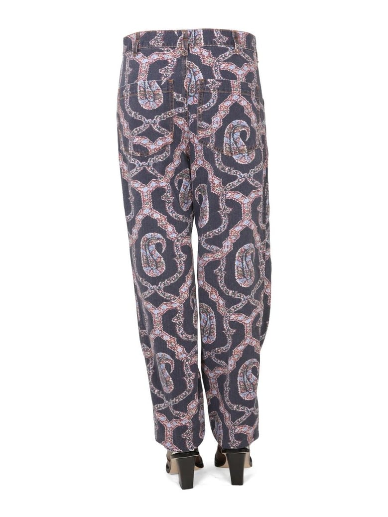 paisley denim pants by Selfnex