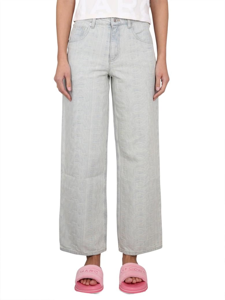 monogram denim jeans by Selfnex