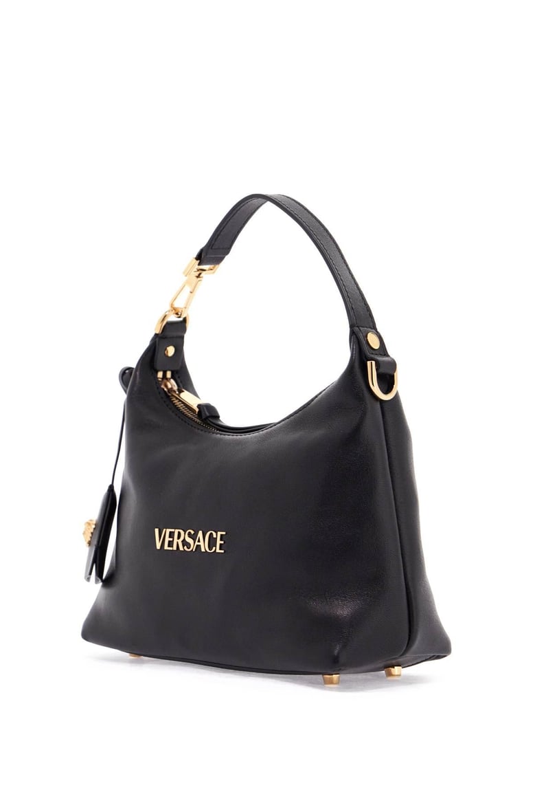 versace tag hobo bag in leather with embossed logo by Selfnex