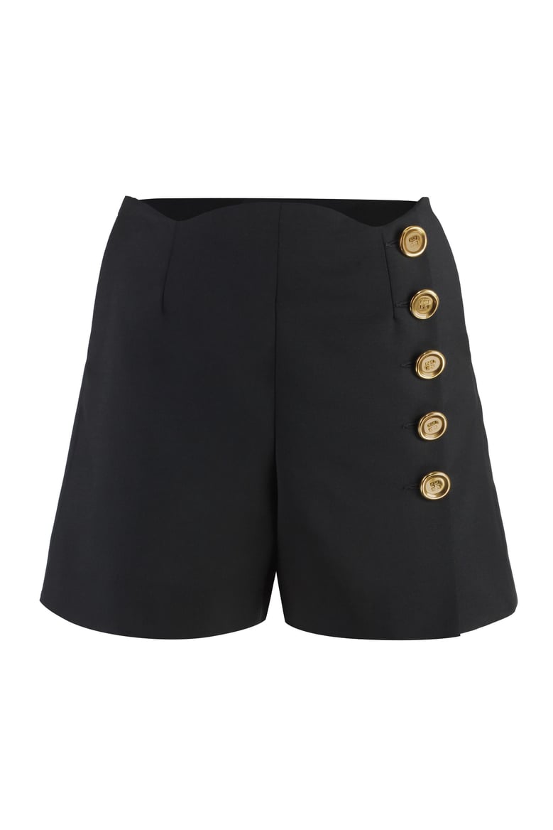 black wool blend shorts by Selfnex