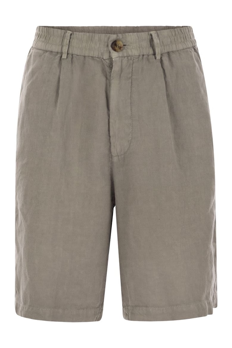 bermuda shorts in light délavé linen canvas by Selfnex