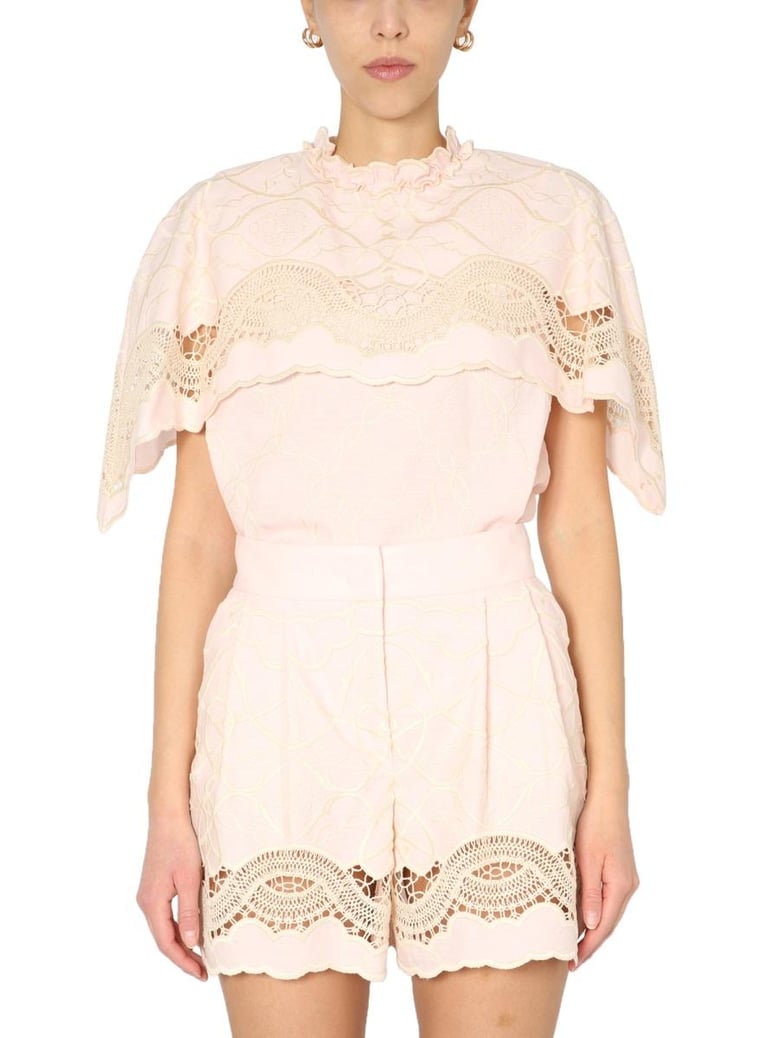 embroidered cape top by Selfnex