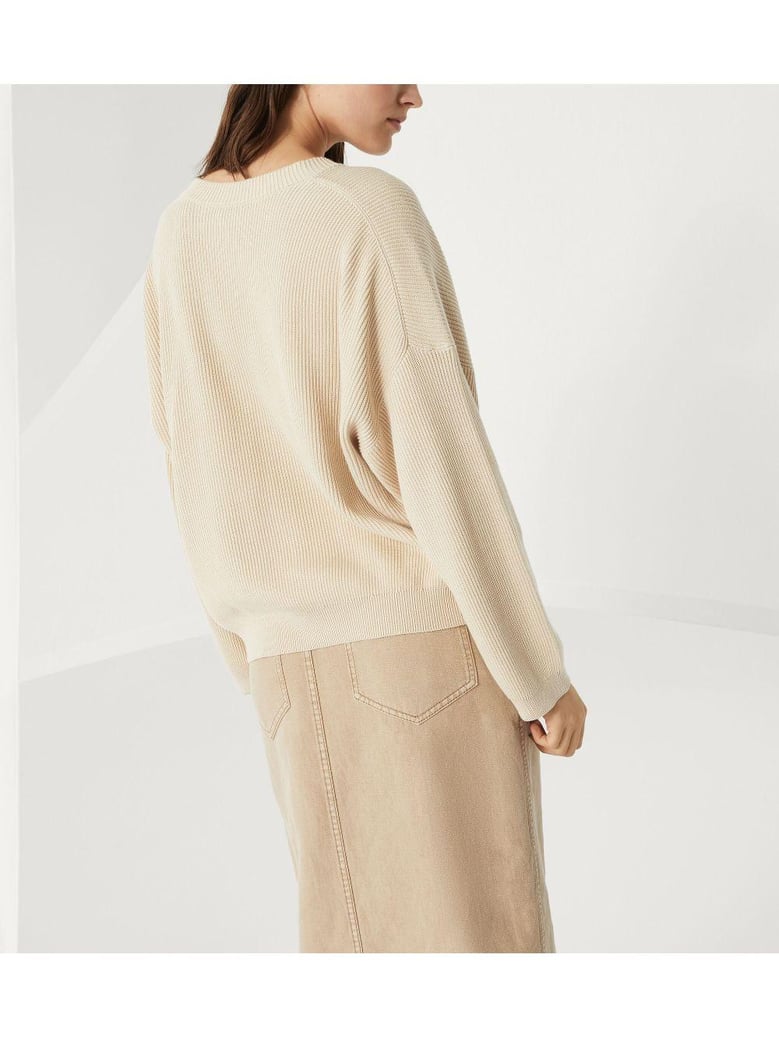 cotton rib sweater with shiny detail by Selfnex