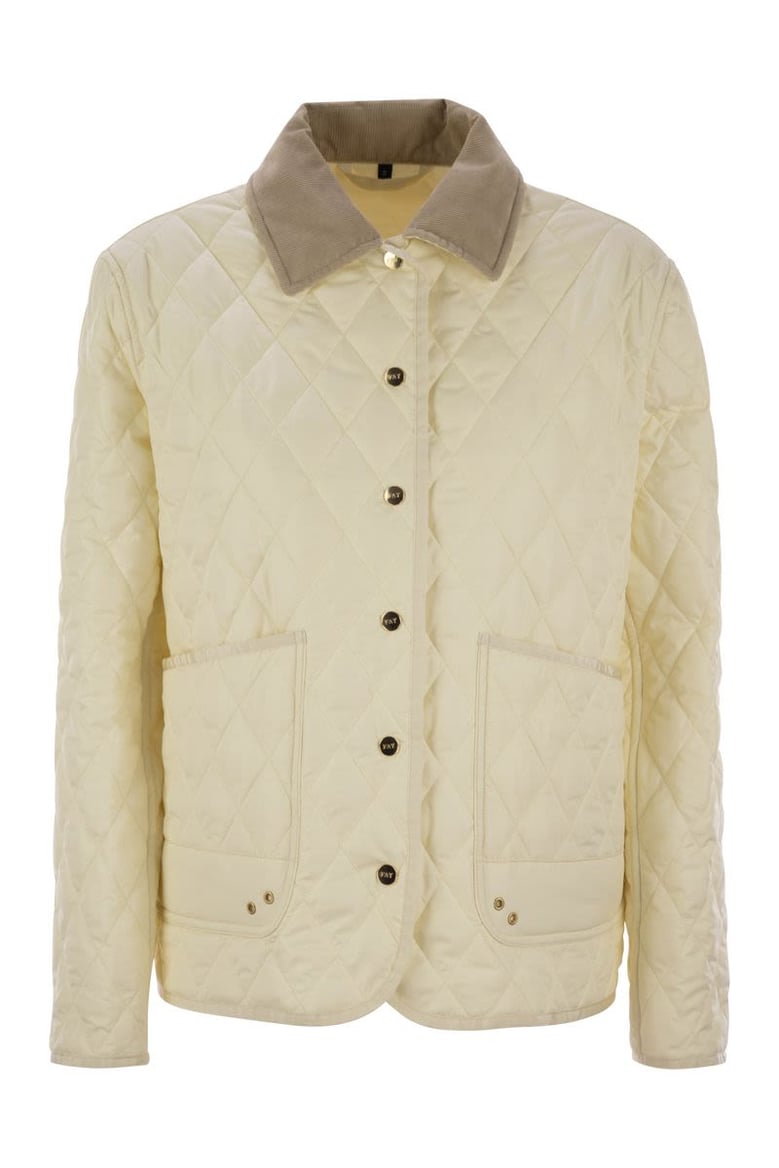 diamond quilted nylon shirt jacket by Selfnex