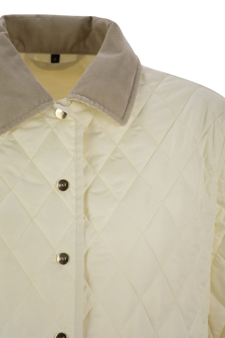 diamond quilted nylon shirt jacket by Selfnex