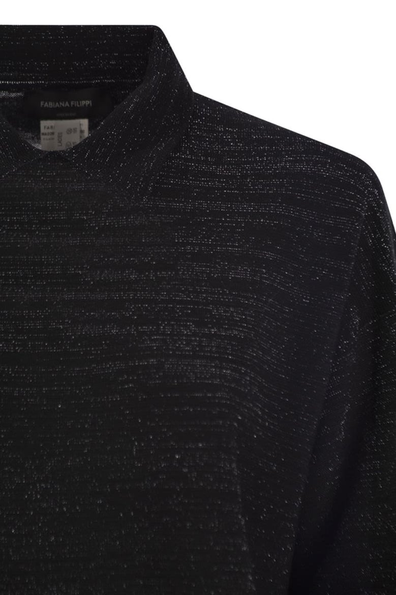 cotton and lurex polo neck sweater by Selfnex
