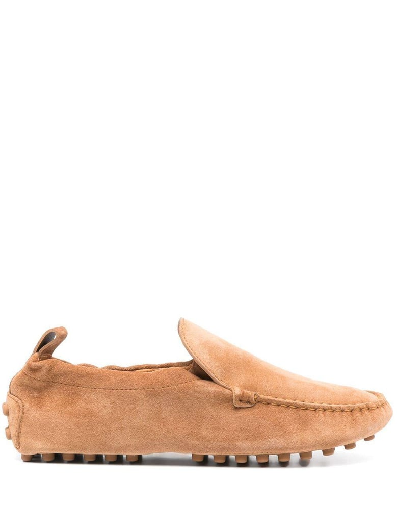 rubber curled suede loafers by Selfnex