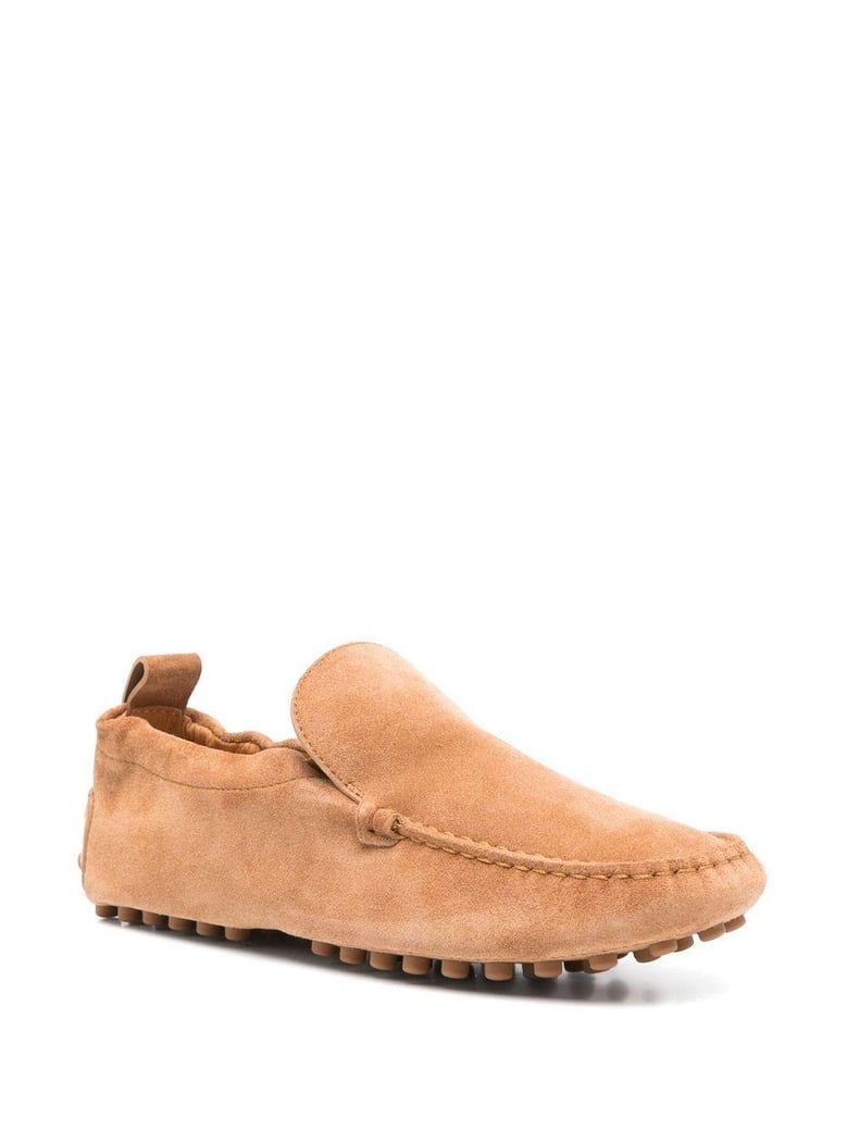 rubber curled suede loafers by Selfnex