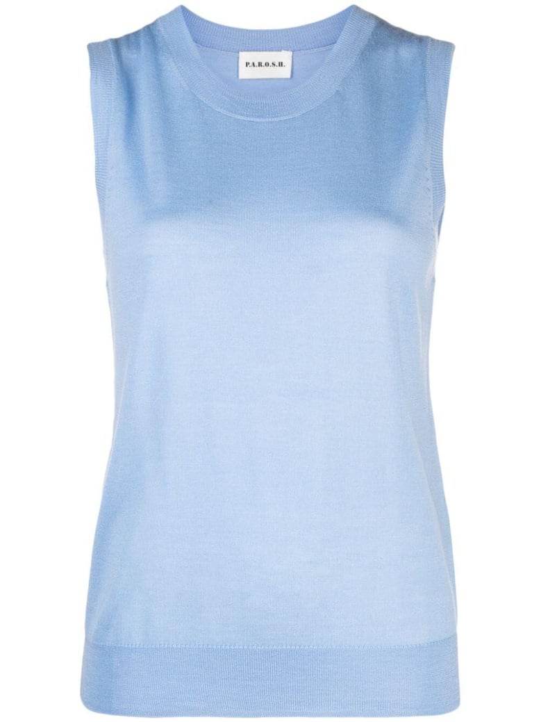 sleeveless crew neck sweater by Selfnex