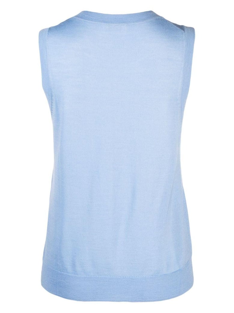 sleeveless crew neck sweater by Selfnex