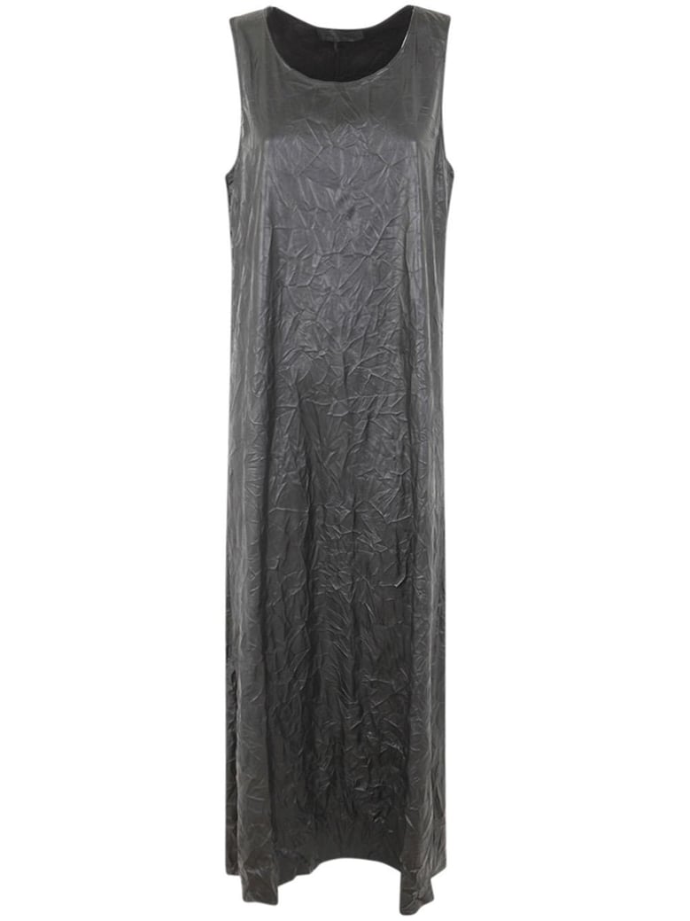 crinkled faux leather long dress by Selfnex