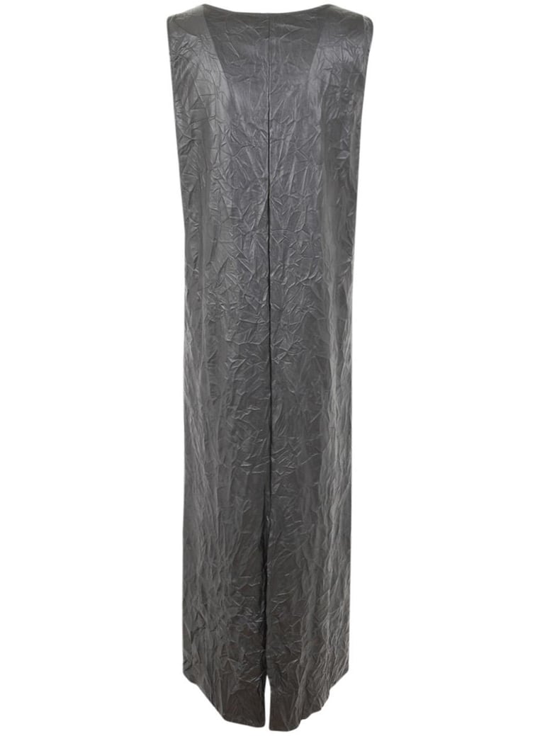 crinkled faux leather long dress by Selfnex