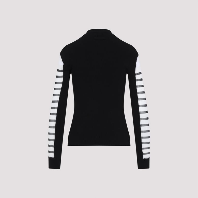 mix mesh and knit long sleeves pullover printed mariniere by Selfnex