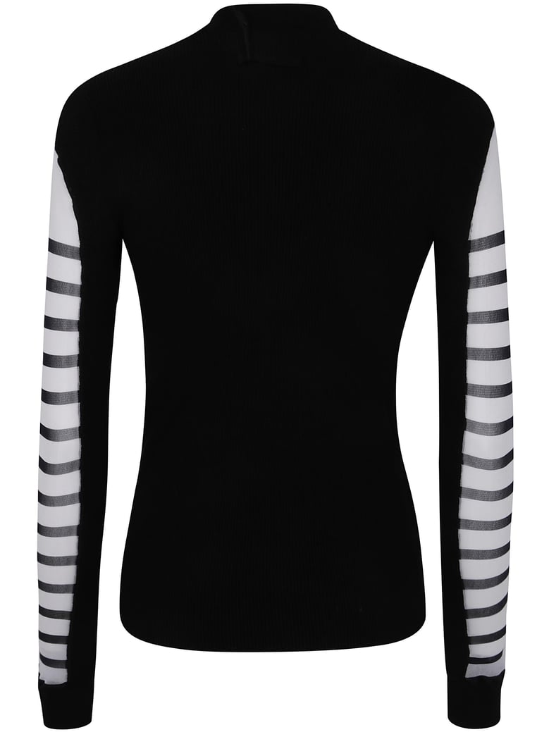 mix mesh and knit long sleeves pullover printed mariniere by Selfnex