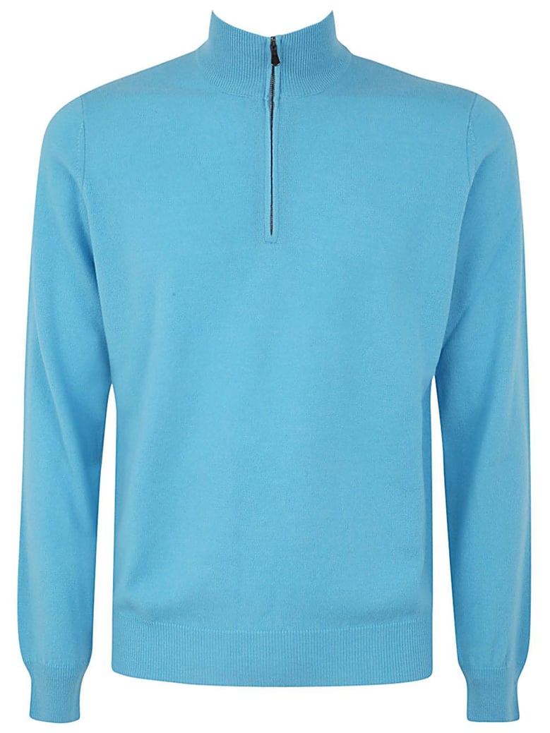 wool cashmere long sleeves half zipped sweater by Selfnex