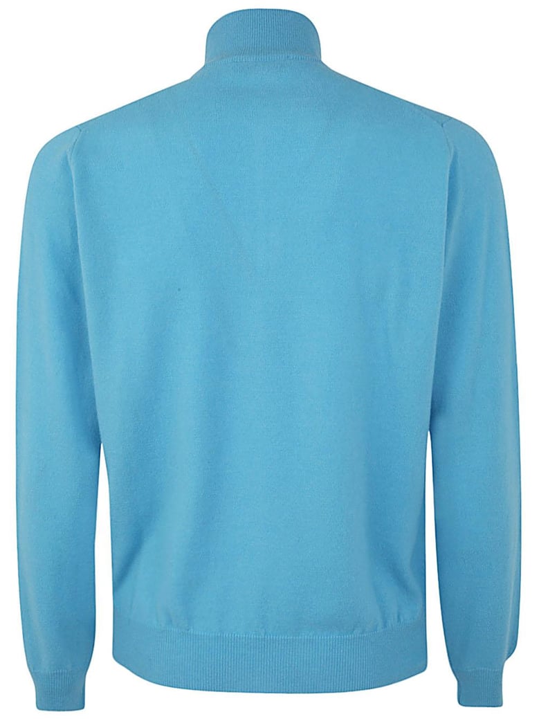 wool cashmere long sleeves half zipped sweater by Selfnex