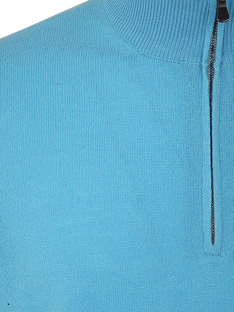 wool cashmere long sleeves half zipped sweater by Selfnex