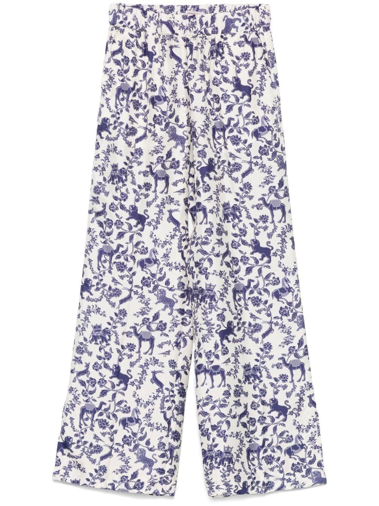 printed silk trousers by Selfnex