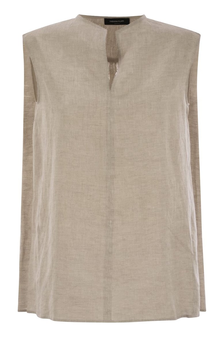 linen sleeveless top by Selfnex