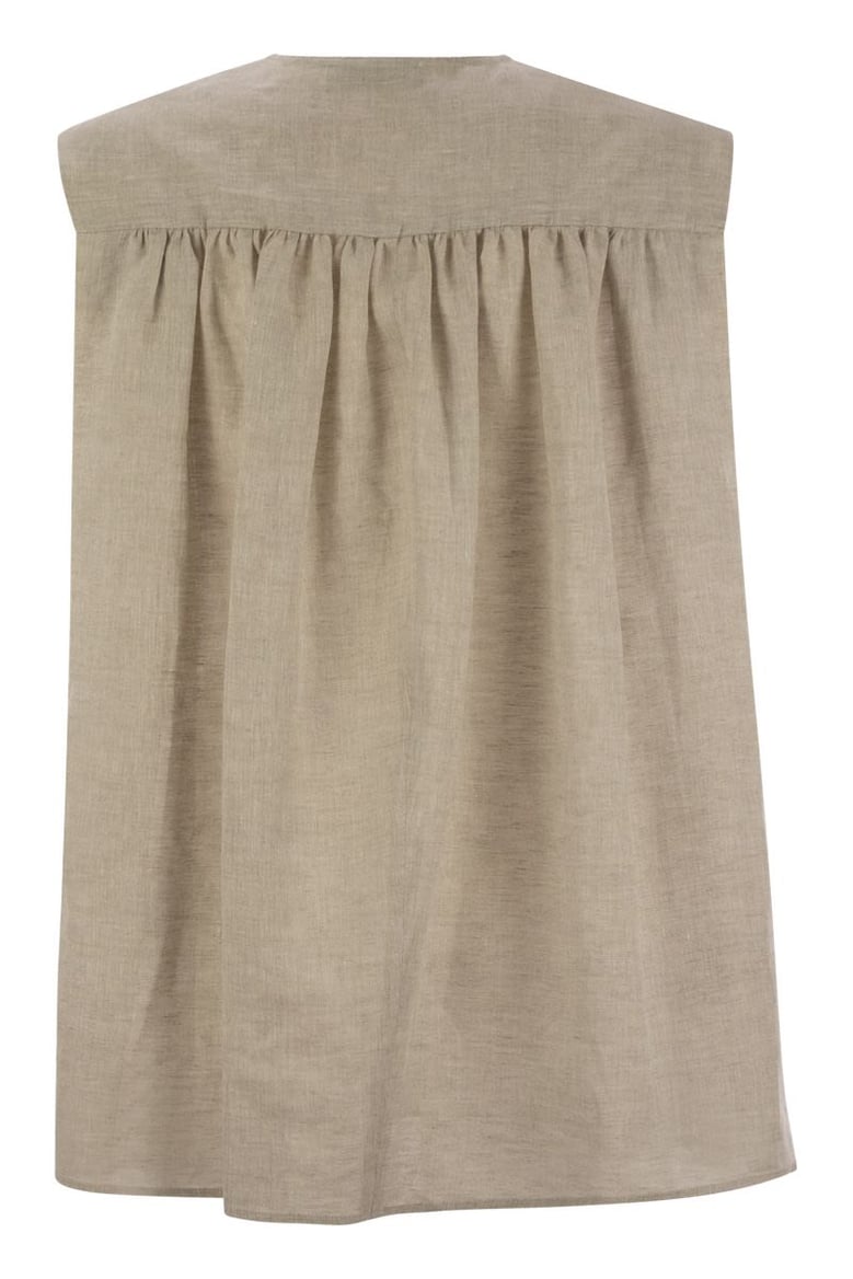 linen sleeveless top by Selfnex